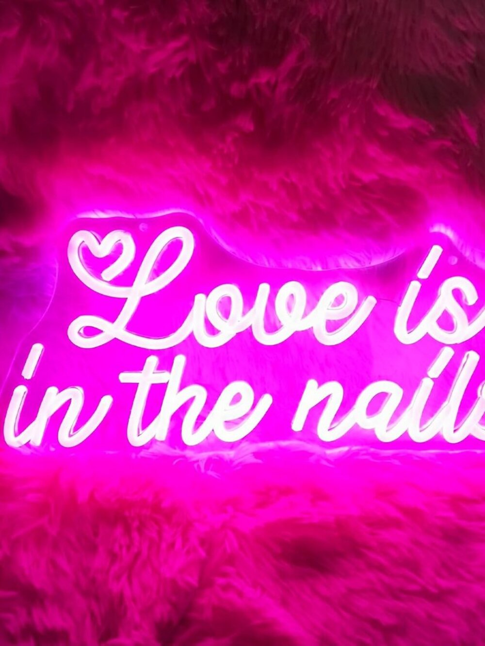 Love is in the Nails Neon Sign Pink LED Light for Nail Salon & Beauty Room Decor